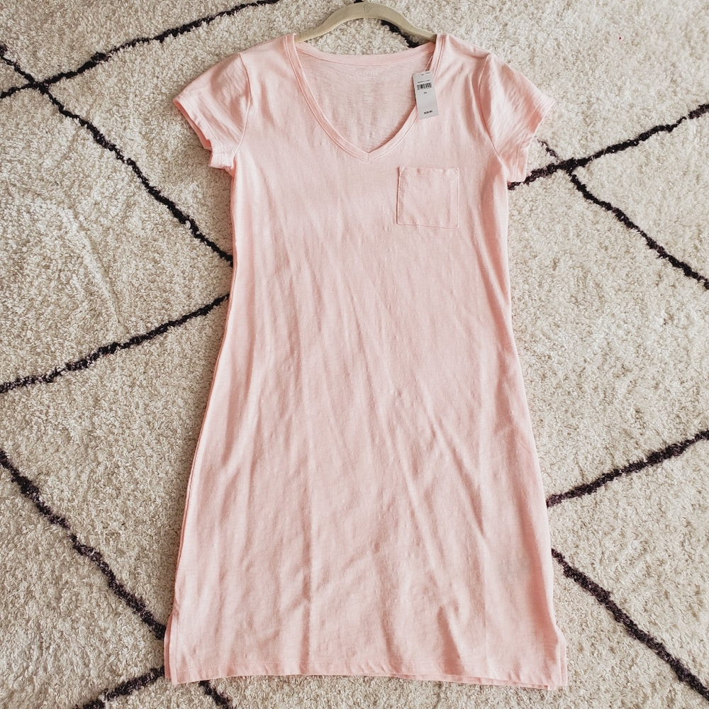 Gap Pink Easy Tee V Neck Dress XS